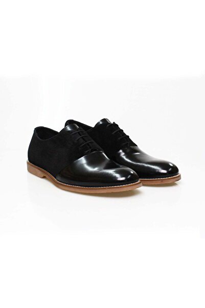 FRANCO CALVANI Black Color Lace-Up Genuine Leather Men's Shoes