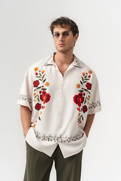 go gang own Rosaria Apaş Yaka Kısa Kollu Oversize Gömlek