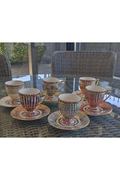 BY.RAYKA PORSELEN El Dekor Emma porselen el boyama 6li fincan takimi