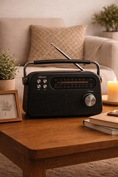 Zineets Nostaljik Radyo Fm Ahşap Görünümlü Bluetooth Hoparlör Ahşap Renk Vint...