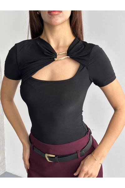 Butik Beyza Metal-Accented Drapeli Women's Blouse