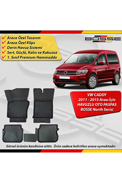 BOSSE North VW Caddy Paspas Araca Özel 2011 - 2015 Arası İçin Derin Havuzlu 3...