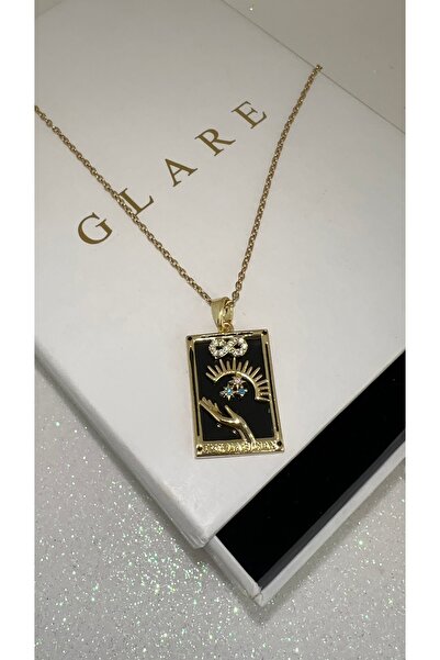 GLARE JEWELRY CO Şans Bereket ve Aşk Simgeli Tarot Kartı Lüks Zirkon Taşlı Go...