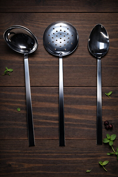 Umut طقم تقديم مكون من 3 قطع، مغرفة، مصفاة، ملعقة، أدوات تقديم