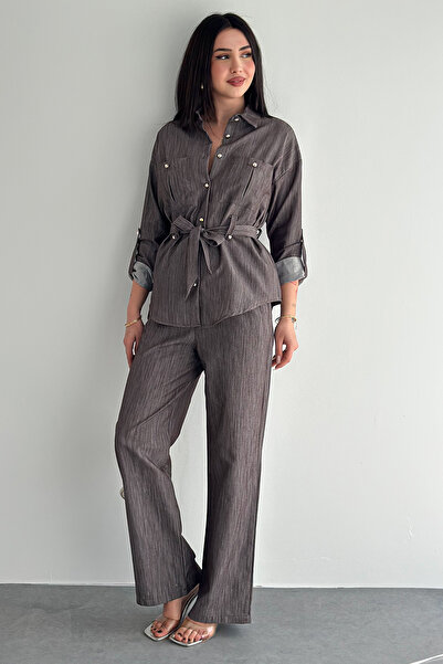 Noa&Noa Women's Shirt and Pants Set – Stylish Two-Piece Set with Tie Detail a...