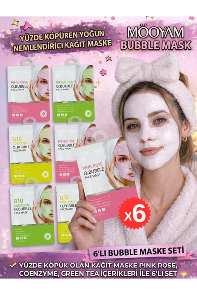 M00YAM En Çok Tercih Edilen! Coenzyme, Green Tea, Pink Rose Bubble Köpüren Ma...