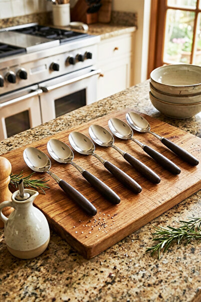 Ela&Elis Lunvera Akasya Strappy 6-Piece Tablespoon Set – Stainless Steel Tabl...