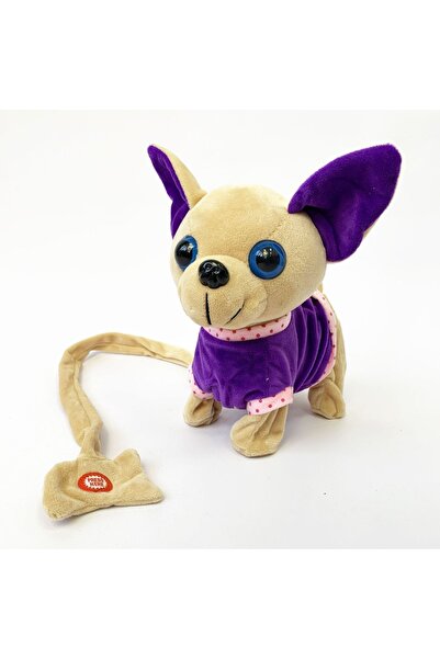 OEM Cățeluș de pluș interactiv, culoare vișinie - 22 cm