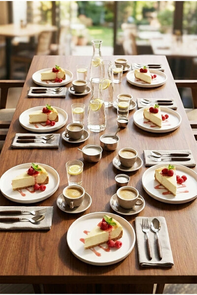 Ela&Elis Lunvera Akasya Strappy 12-Piece Dessert Fork Spoon Set – Stainless S...