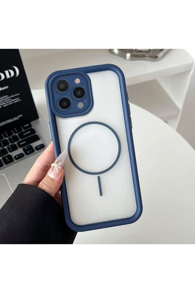 Hontinga iPhone 16 Pro Max Compatible Transparent Magsafe Wireless Corner Silicone Phone Case