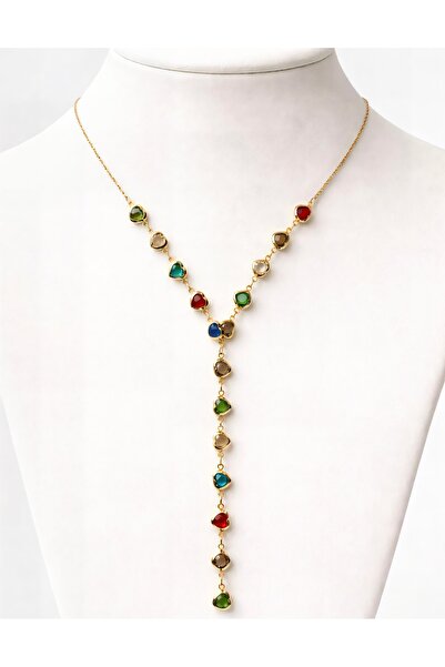 Ryc Beauty Kadın Gold Rengi Renkli Çelik Kalp Y Kolye