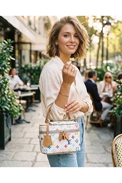 white stars Women's Lv Pattern Modern Arm and Makeup Bag Bag