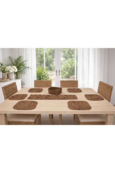 Armağan Garajı Doğal Jüt İp Supla Takımı – El Yapımı Hasır Amerikan Servis Ma...