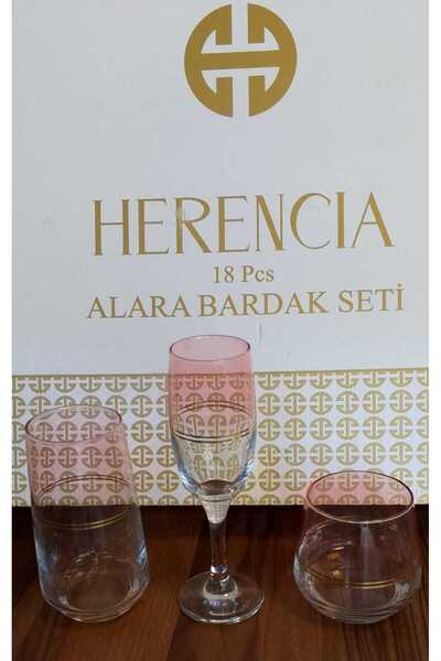 Herencia ALARA 18 PARÇA GOLD YALDIZLI BARDAK SETİ