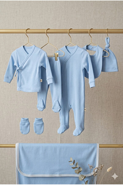 My Babies Label Yeni Doğan 7’li Battaniyeli Pamuklu Kumaş Hastane Çıkışı