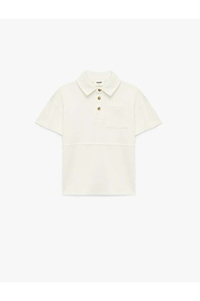 Koton Tricou cu mânecă scurtă, cu guler polo, cu detaliu de nasturi din bumba...