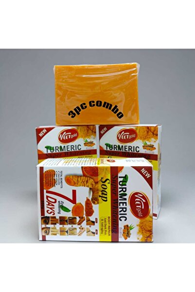 Veet Gold مجموعة صابون الكركم لتفتيح البشرة 3 قطع - صابون مرطب ومفتح للبشرة و...