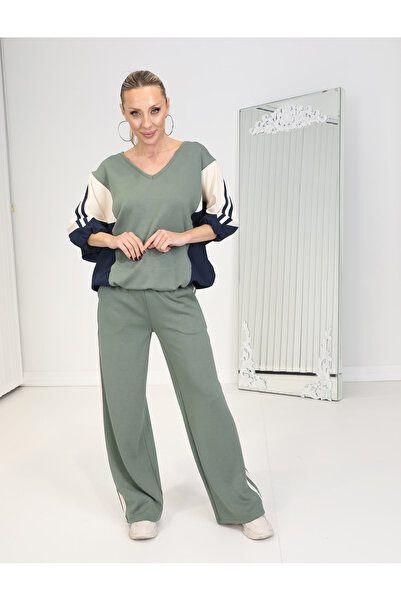 QİMYA BUTİK BUKETLİ Set pentru femei cu decolteu în V R bloc de culoare Paraş...