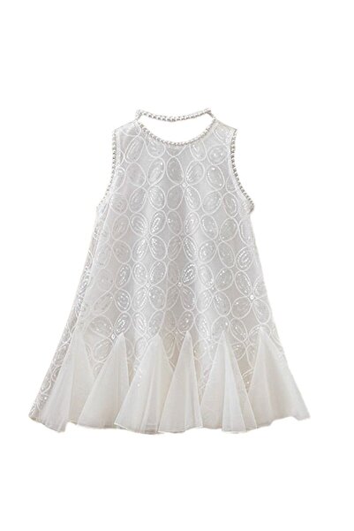 ddaniela فستان دانييلا - فستان أميرة من دانتيل اللؤلؤي، أبيض، مقاسات من سنة إ...