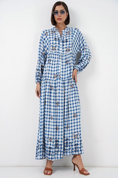 Hiccup Bdart Buttoned V-Neck Patterned Maxi Dress