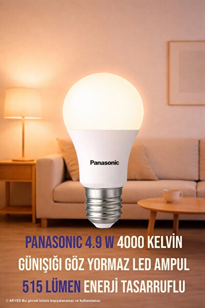 PANASONIC E27 LED Ampul 4,9W 515 Lümen 4000K Doğal Gün Işığı Tasarruflu