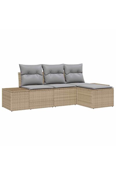 vidaxl Set de canapele pentru grădină 4 pcs Beige și gri deschis