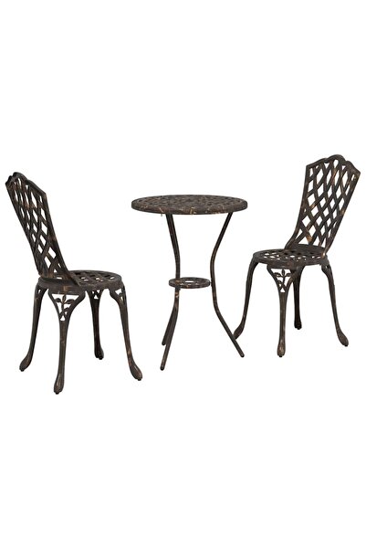 vidaxl Set Bistro de Grădină 3 pcs Bronz Aluminiu