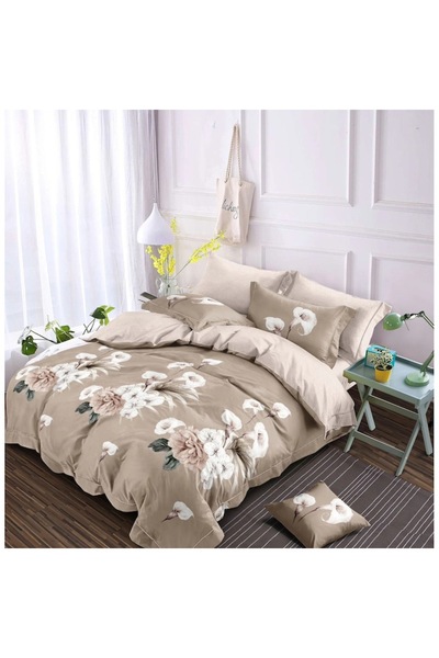 Casa Pucioasa Fine Damask Bed Linen 6 Pieces, Stretchy Sheet, Floral Pattern