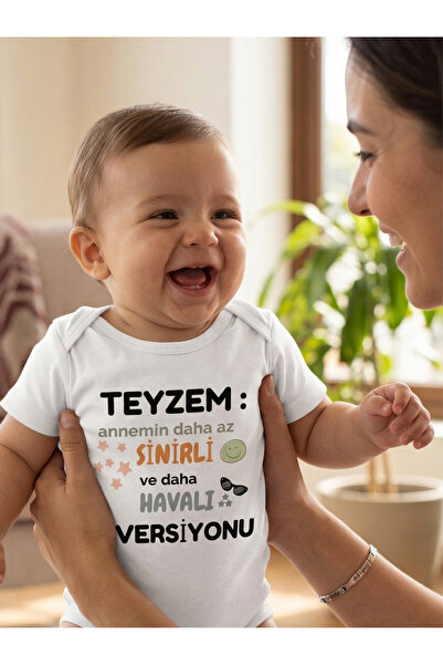 EGGBABY Teyze Yazılı Bebek Zıbın Teyzem Temalı Komik Tasarımlı Bebek Body %10...