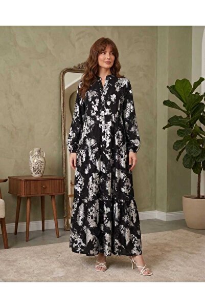 JustFab Women Floral Print Maxi Dress – Long Sleeve Modest Loose Fit Elegant ...