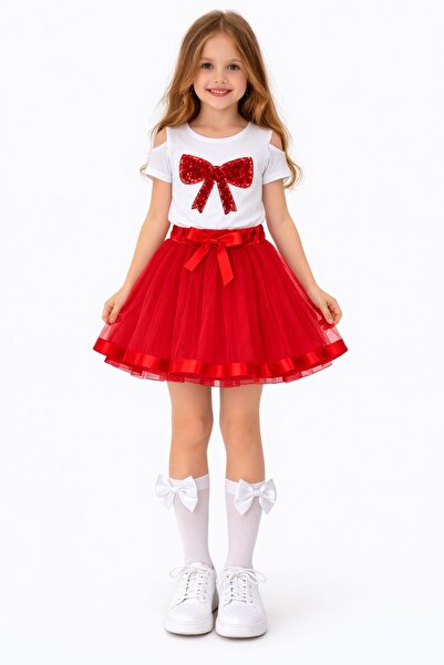 Nacar Kız Çocuk 23 Nisan 29 Ekim Tütü Etek&Modeli T-shirt Alt Üst Takım-Yeni ...