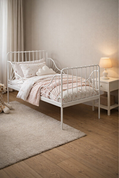 MARIA HOMES إطار سرير أطفال من المعدن الأبيض