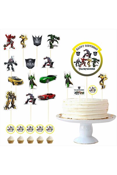abjad Transformers Doğum Günü Pasta Süsü Kürdan Seti