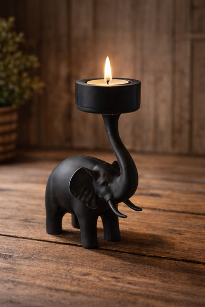 farist fil desenlı dekorativ mumluk Tealight Mumluk Hediyelik