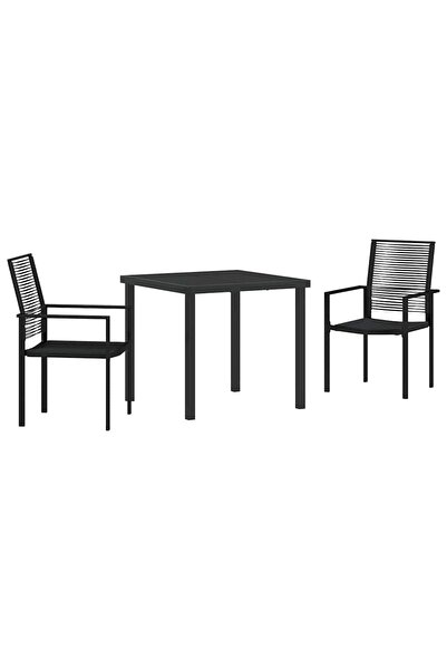 vidaxl Set de masă pentru grădină 3 pcs Negru