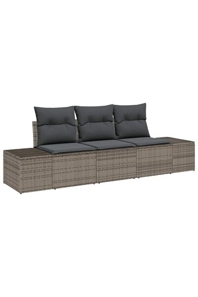 vidaxl Set de canapea cu pernă 3 pcs Gri poliratan