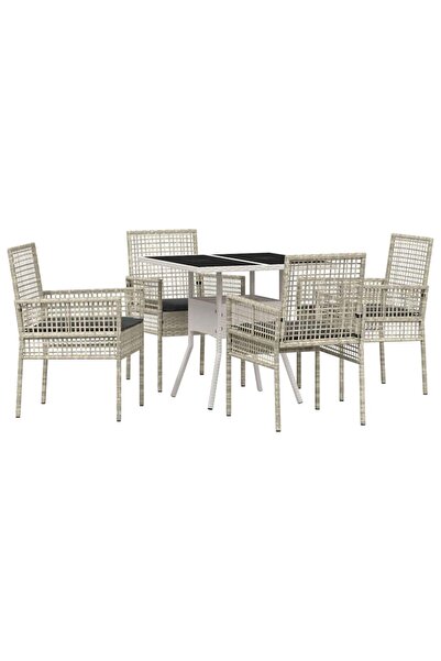 vidaxl Set de masă pentru grădină 5 pcs Gri deschis poliratan