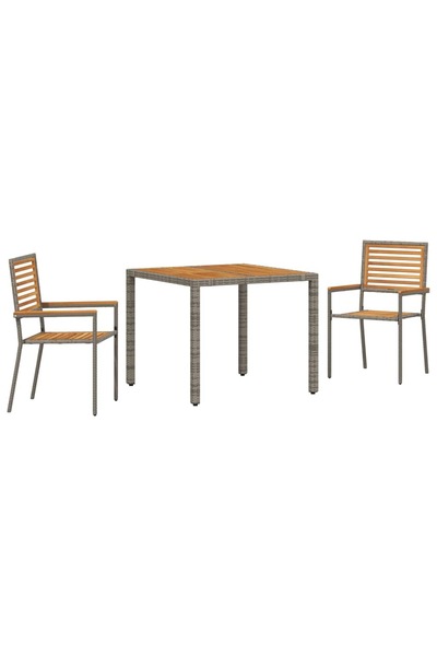 vidaxl Set de masă pentru grădină 3 pcs Gri și Brown poliratan