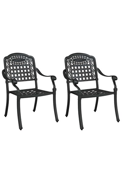 vidaxl Scaun pentru Grădină 2 pcs Negru 55 x 56,5 x 91cm Aluminiu