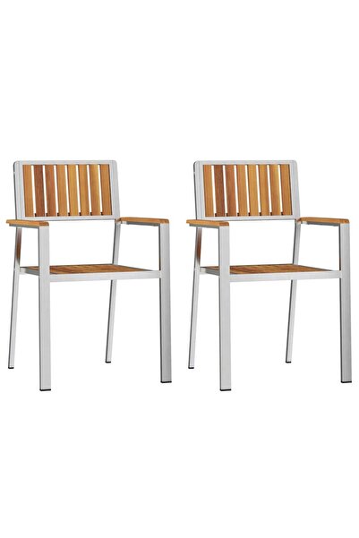 vidaxl Scaun pentru Grădină 2 pcs Maro Lemn Solid de Acacia