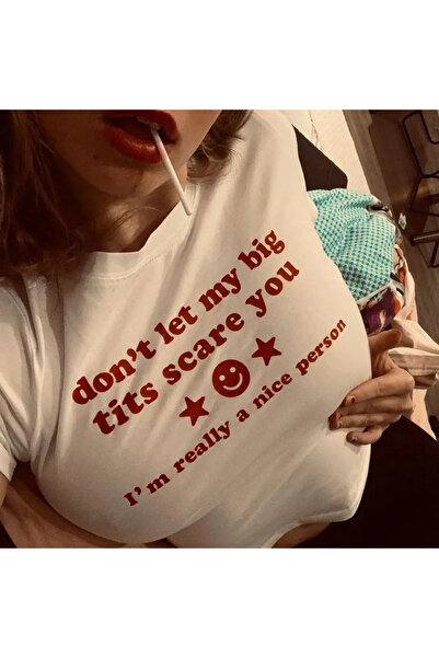 1blood White Dont Let My Big Printed Cropped