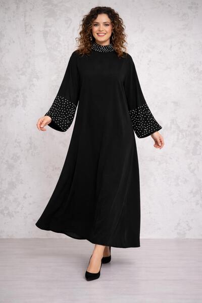 MAY MARA Women's Comfortable Fit Dress with Pearl Embroidery on the Collar an...