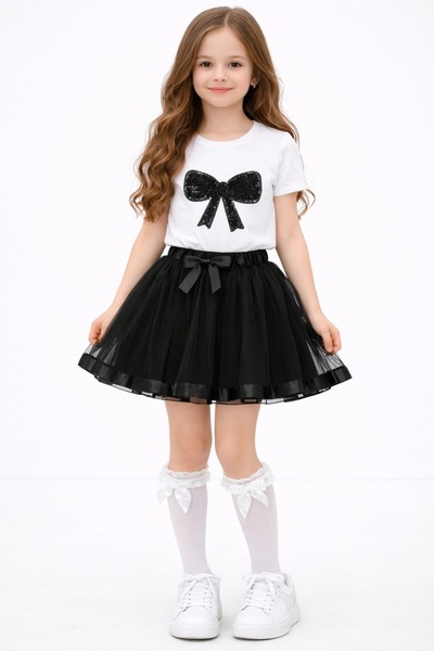 Nacar Kız Çocuk 23 Nisan 29 Ekim Tütü Etek&Modeli T-shirt Alt Üst Takım-Yeni ...