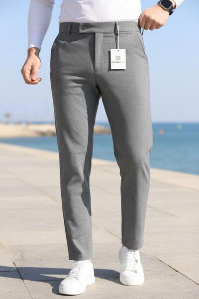 Ser Joven Men's Smoked Slim Fit Lycra Side Pocket Ankle Length Plain Fabric T...