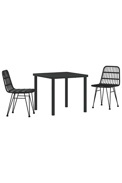 vidaxl Set de masă pentru grădină 3 pcs Negru