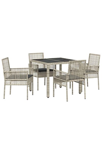 vidaxl Set de masă pentru grădină 5 pcs Gri deschis poliratan