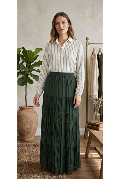 LİFERA Premium Lace Detailed Combed Cotton Skirt