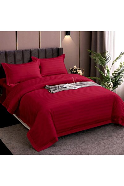 Casa Pucioasa Lenjerie pat Damasc Policoton 4 piese 200x230/180x200 55x80 Rosu