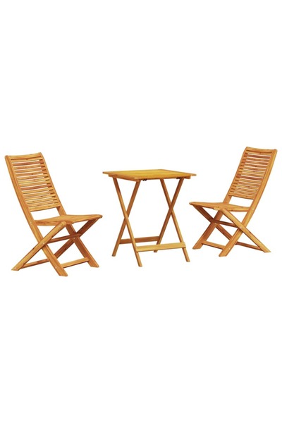 vidaxl Set Bistro Pliabil 3 pcs Maro Lemn Solid de Acacia