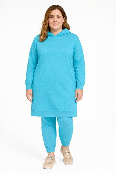 MAY MARA Plus Size 3-Ply 2-Piece Hooded Sharpened Long Side Slit Tracksuit Set